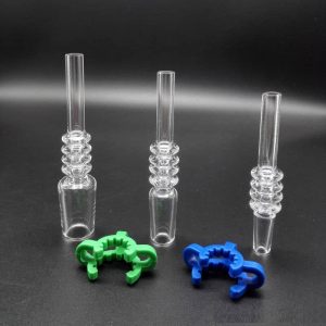10mm 14mm Quartz Tips with Plastic Clip For Mini Nectar Collector Kits Dab Oil Rigs