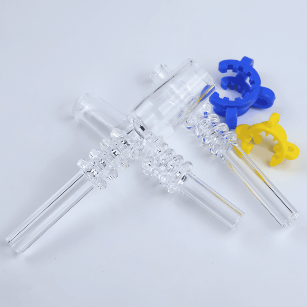 NC-Quartz-Tip-02 10mm 14mm Quartz Tips with Plastic Clip For Mini Nectar Collector Kits Dab Oil Rigs